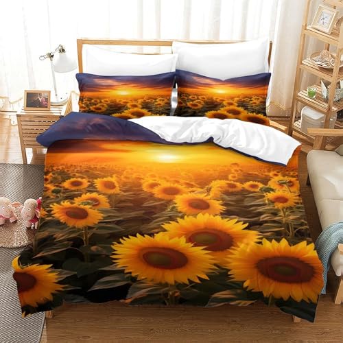 Drap de couette tournesols 3D de qualité supérieure résistant Super King