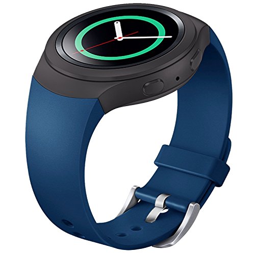 FanTEK Band for Gear S2 - Soft Silicone Sports Style Replacement Strap Work for Gear S2 Smart Watch SM-R720 SM-R730 Version Only (Dark Blue)