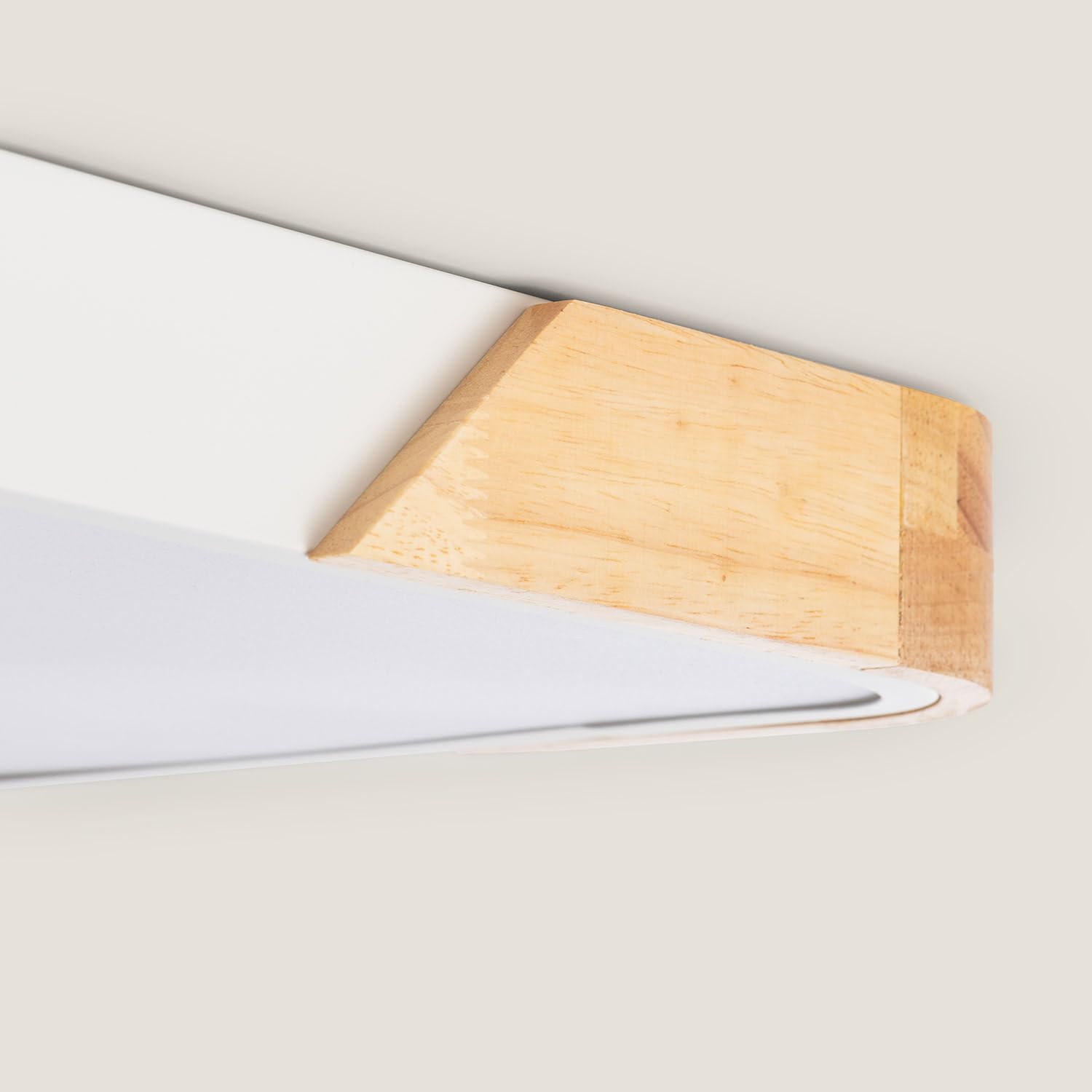 LEDKIA LIGHTING - Plafonnier LED Rectangulaire CCT Sélectionnable | 30W Éclairage Efficace | 2400 lm Instantané | Normes CE & RoHS | Bois et Métal, Blanc, 50x625x425 mm