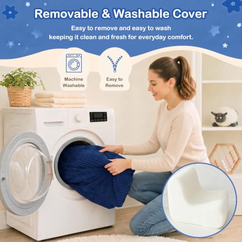 Image of DAICO Kids Bean Bag Chair, Ultra-Soft Toddler Bean Bag Sofa with Handle, Small Toddler Chairs Comfy Reading Lounger Couch with Foam for Playroom or Bedroom - Birthday Gift for Boys and Girls Navy Blue
