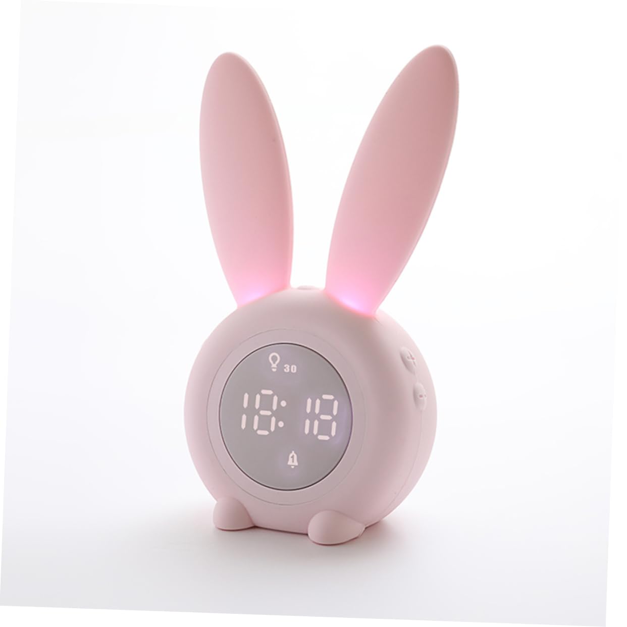 Despertador Lindo de Escritorio con Luz LED Nocturna, Orejas de Conejo