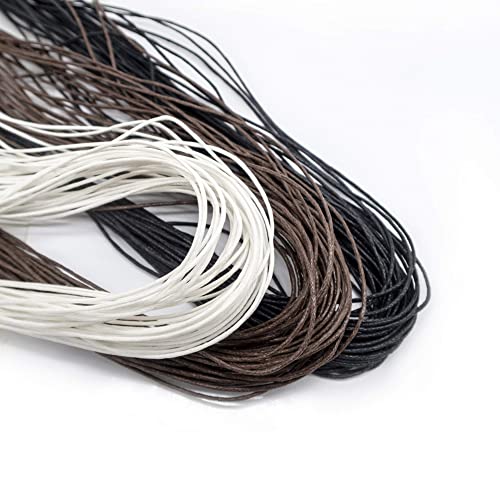 TOAOB 105M Cordon Ciré Tressé pour Bracelet 1mm Rond Blanc Noir et Marron pour Fabrication de Bijoux Collier Artisanat Breloques Bricolage Macramé