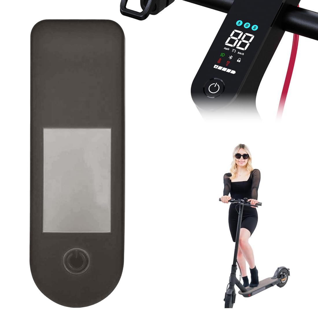 Funda de silicona para scooter eléctrico Xiaomi 4 Pro/5/5 Pro/5 Max, hermético,protege la pantalla del medidor,scooter eléctrico (negro)