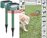 Royal Gardineer Solar Katzenschreck: 2er-Set Ultraschall-Tierschrecke, Solar, PIR-Sensor (Katzenschreck Ultraschall, Hund)