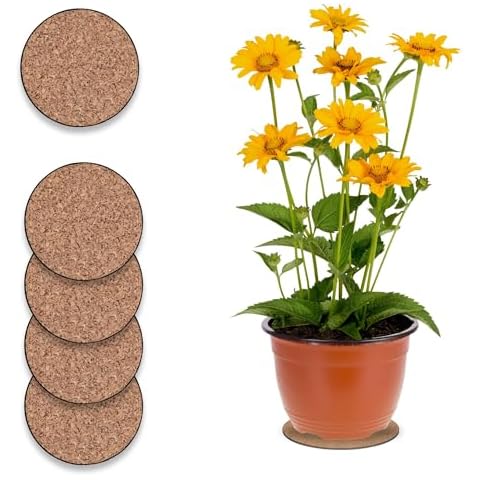 Curtis Wagner Plastics Corp. MC-600 Cork Plant Mat (6" Diameter, Cork, 5-Pack) - Round Cork Plant Coasters - Use as Planter, Coaster or Pads for Your Arts & Crafts Projects Cover