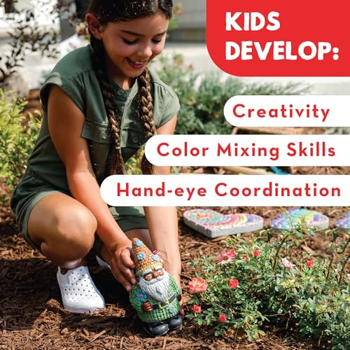 MindWare Paint Your Own Garden Stone Decor: Gnome - Includes Weather-Resistant Paint, Art Supplies, Rock and Paintbrush - Image 6