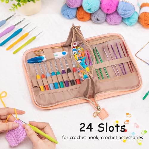 Image of MYBAGZING Crochet Hook Set with Storage Case - 14 Ergonomic Crochet Hooks(2mm(B)-10mm(N), 10 Stitch Markers, Crochet Organizer for Crochet Needles, Accessories, and Supplies