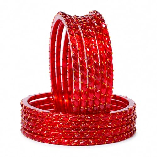 Image of Raindrop Crystal Glass Bangles, Pack of 12