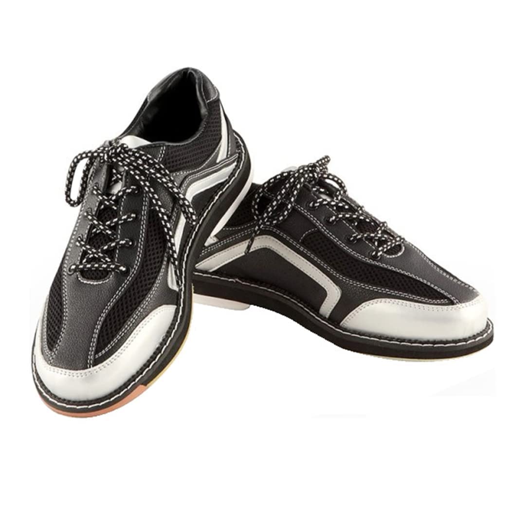 VEACAM Mens Womens Bowling Shoes, Breathable Bowl Fitness Footwear Comfort Leather Bowlers Trainers,Black,8.5