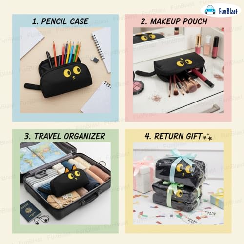 Image of FunBlast Pencil Pouch for Girls - Capybara Pouch for Girl, Multipurpose Zipper Pouch, Aesthetic Pouch for Girl, Kawaii Pencil Case, Cute Pouches for Girls, Return Gift for Kids (Black)