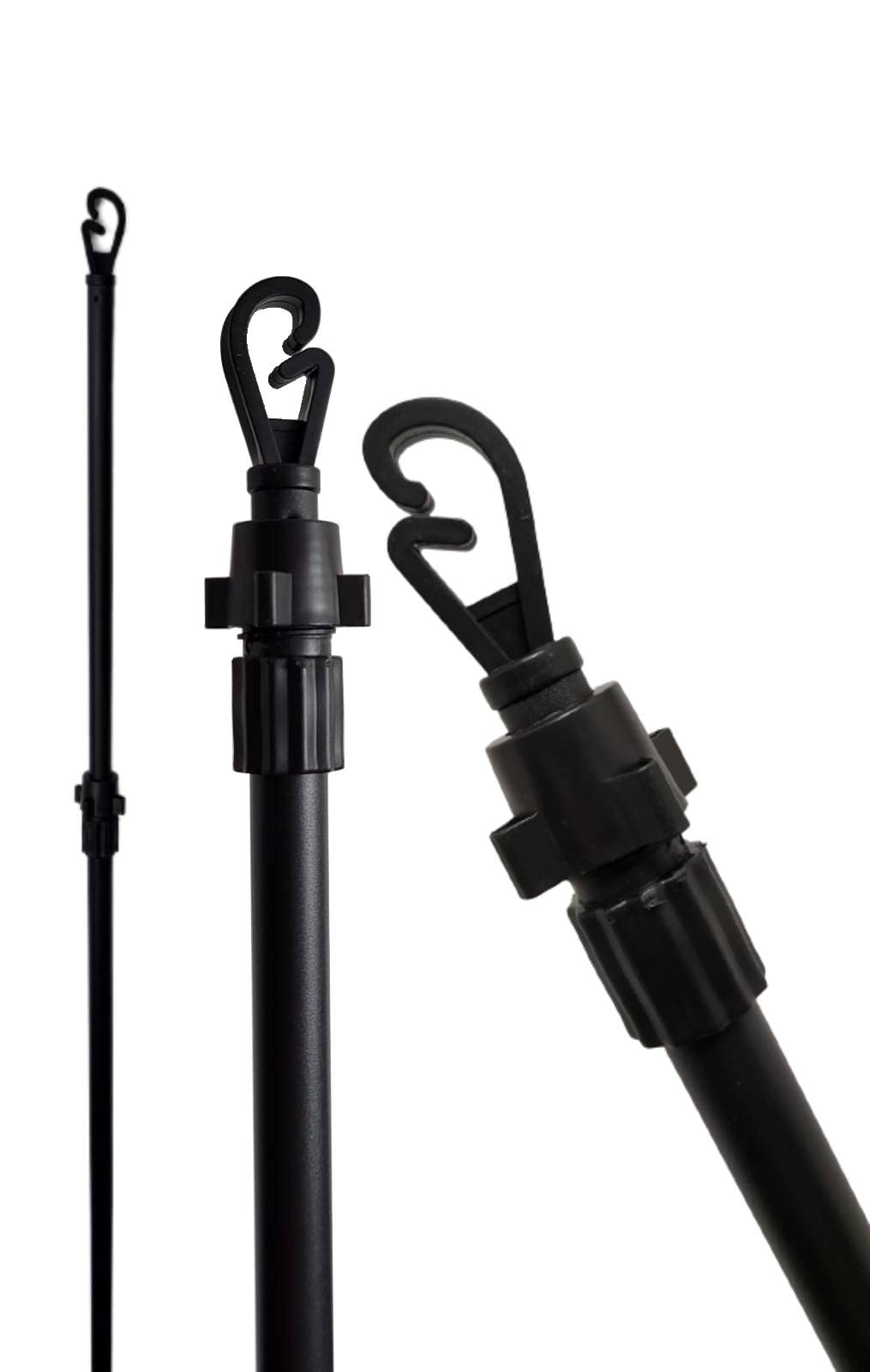 Black Telescopic Clothes Line Prop - 2.4M Heavy Duty Galvanized Metal Pole For Home And Garden Laundry Support (2)