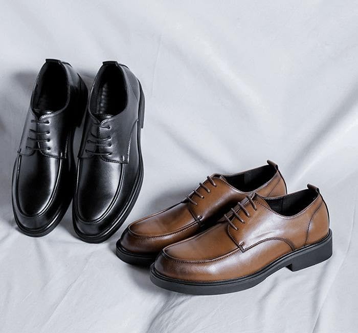 Men's Oxfords Lace Ups Shoes Dress Shoes Men's Casual Slip-on Loafers Stretch Shoes Breathable Casual Shoes for Men(White-Patch Five-Pointed star4,6.5in)2