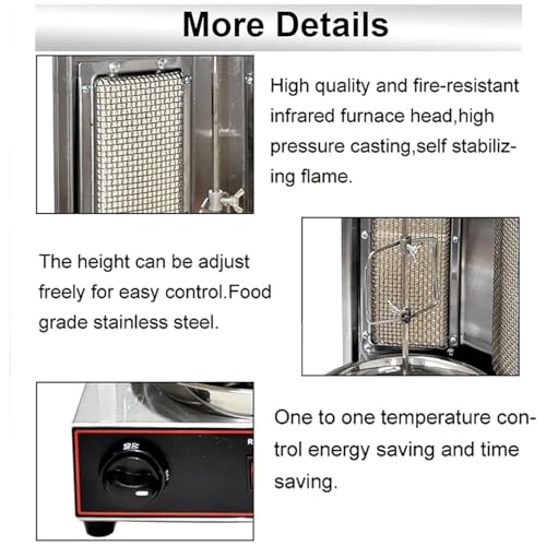 STWBHW Vertikale Rotisserie-Shawarma-Maschine, Shawarma-Grill, Shawarma-Maschine, Rotisserie-Ofen, Hähnchen-Rotisserie-Maschine, 360° drehbarer Kebab-Rotationsofen, Gyros-Rotisserie-Grill – Bild 6