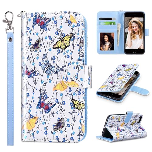 ULAK for iPhone SE 3(2022)/SE(2020)/8/7 Wallet Case Card Holder, Butterfly