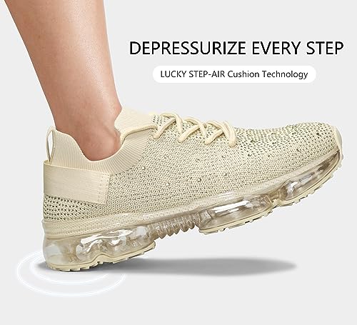 Image of LUCKY STEP Women Air Cushion Fashion Sneakers Breathable Casual Comfortable Lightweight Walking Shoes
