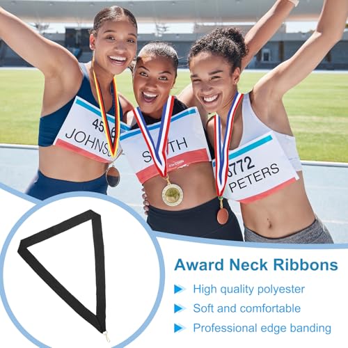 PATIKIL Preisverleihung Halsbänder mit Schnappclips, 12 Stück Polyester Gestreifte Medaillenbänder für Wettbewerbe Sporttreffen Sportparty, Schwarz