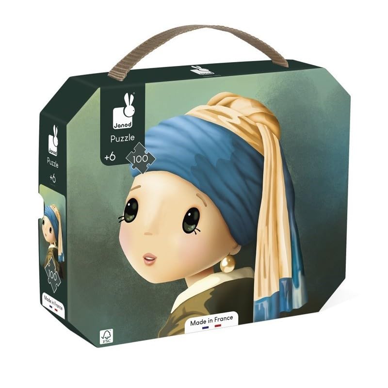 Janod, Puzzle 100 Pieces Inspired by Vermeer, Puzzle 100 Pieces Child, Educational Game, Develops Patience and Dexterity