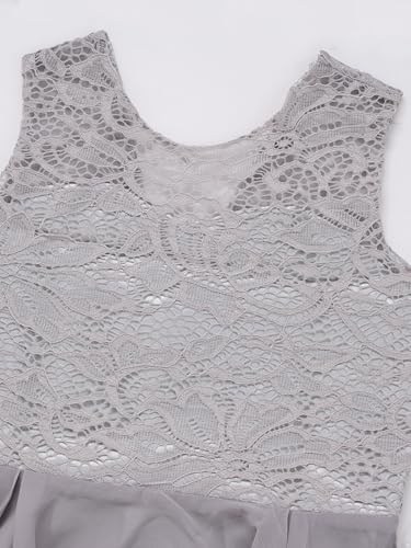 JEYPINMI Kids Girls High Low Wedding Flower Girls Chiffon Dress Lace Floral V Back Dance Prom Party Dresses4