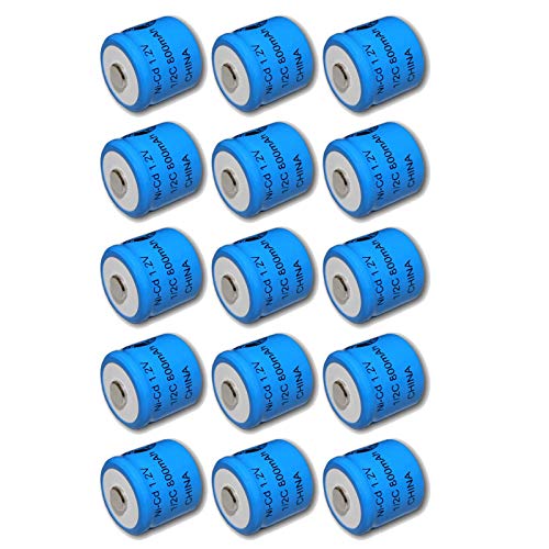 15x Exell 1.2V 800mAh NiCD 1/2C Rechargeable Battery Button Top Cell