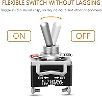 Vista 3 de 2 piezas de interruptor basculante 12V SPST de encendido/apagado impermeable para uso marino, interruptor de un polo de 15A 250V CA de metal sólido