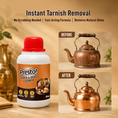 Image of Amazon Brand - Presto! Copper & Brass Cleaner Gel | 100 Ml x Pack of 2 | For Fixtures, Utensils, Artifacts & Jewellery