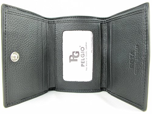 Pelgio Genuine Row Diamond Stingray Skin Leather Trifold Wallet Black (Black) #TOP4
