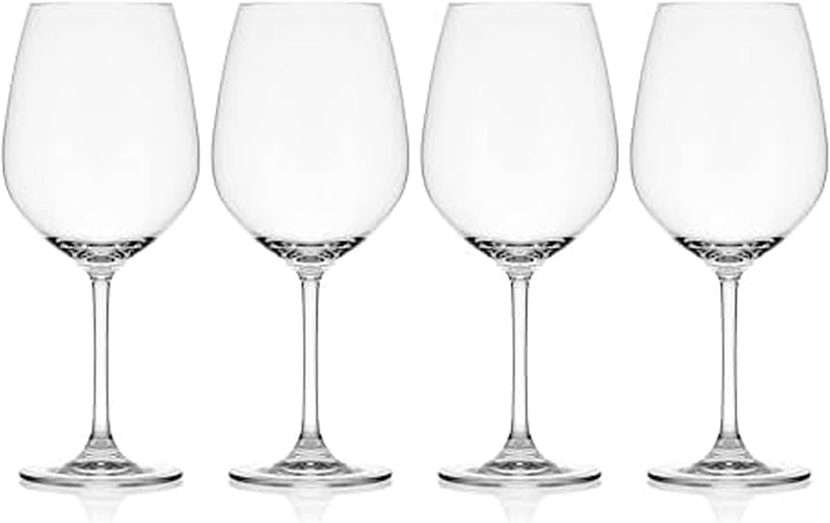 Mikasa Lana Bordeaux Red Wine Glasses, Set of 4, 22 Ounce, Clear
