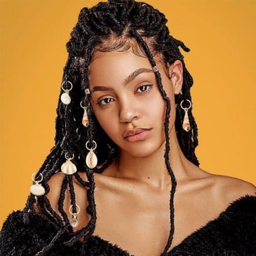 PLIGREAT 16 Pcs Seashell Conch Dreadlock Rings Charms Set, DIY Locs Accessories - Image 3