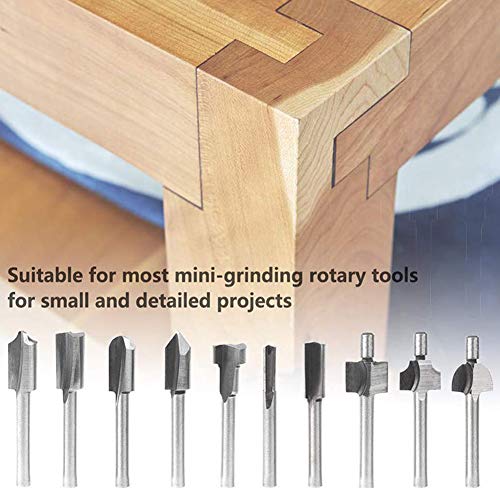 Rotary Tools 10Pcs Hss Router Carbide Engraving Bits Compatible With 1/8" (3Mm) Shank Milling Cutter Trimming Bits Files Set Or Diy Woodworking Carving Engraving Drilling #TOP4