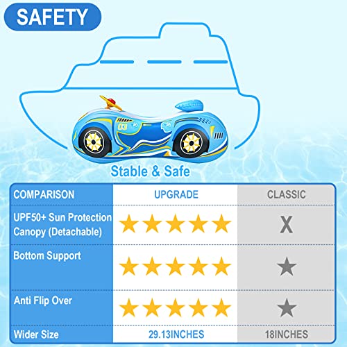 Baby Pool Float,Baby Swim Float,Baby Pool Float With Canopy Upf50+ Sun Protection,Toddler Pool Float Inflatable, Car Shaped Baby Floats For Pool 6-12 12-48 Months With Safety Seat,No Flip Over,Blue #TOP5