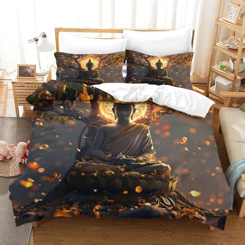 Parure de lit Bouddha impression 3D microfibre de luxe - 3