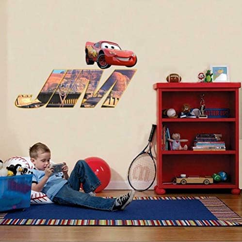 Peel and Stick Vinyl Stickers,Lightning McQueen Car Personalized Name Wall Sticker Decoration for Kids-50CMx70CM