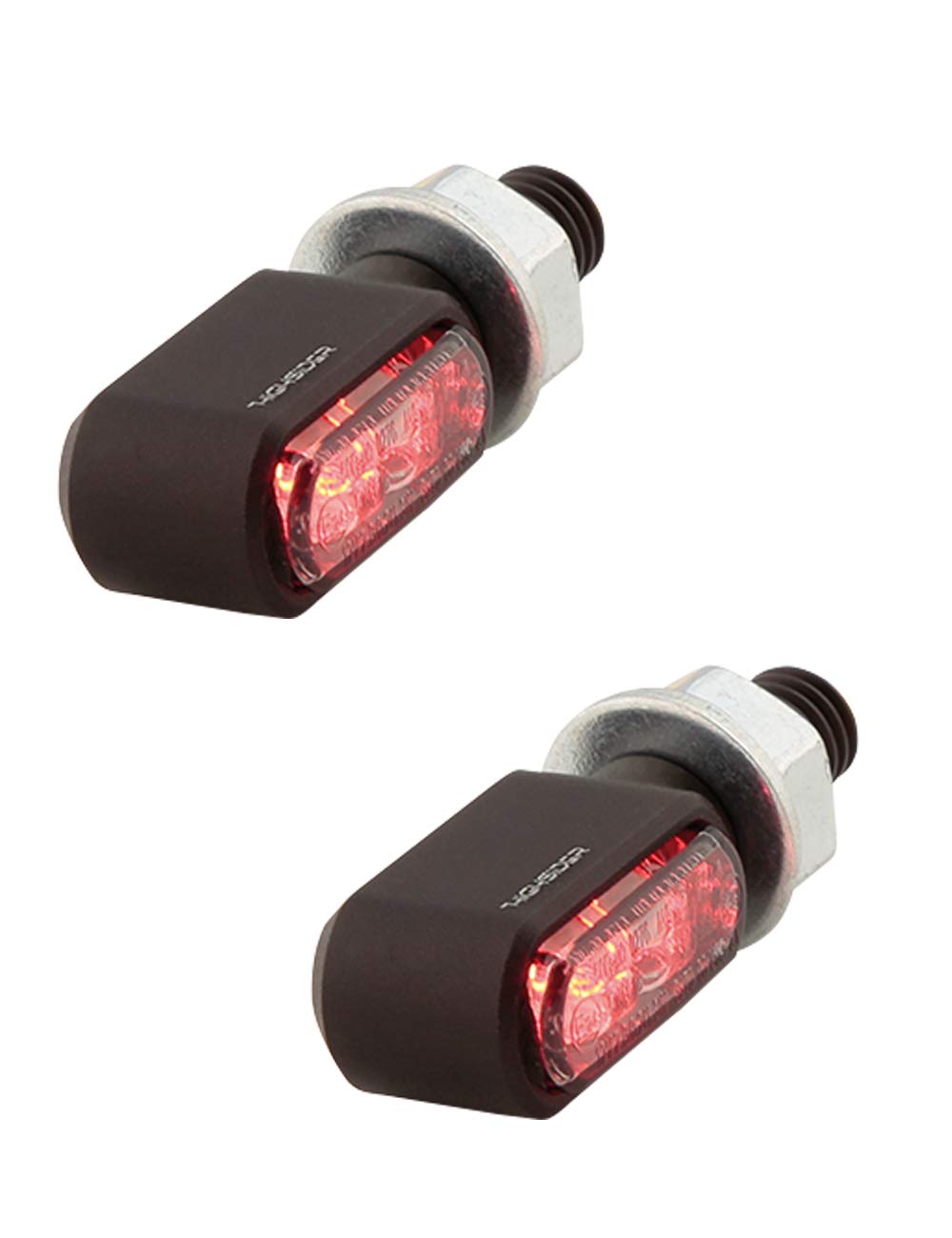 HIGHSIDER Intermitentes LED de freno y luz trasera para motocicleta, 3 en 1 Little Bronx, certificado E (2 unidades) (negro)
