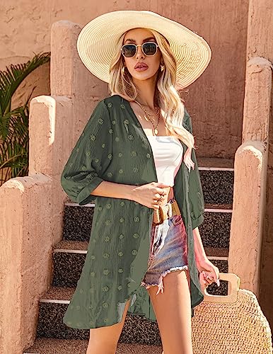 Yekaty Cardigan for Women 3/4 Sleeve Lightweight Summer Kimono Cardigan Loose Beach Cover Up 20253
