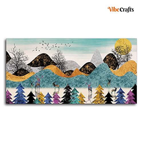 Image of VIBECRAFTS Canvas Paintings for Living Room Drawing Room Modern Art Forest Canvas Wall Painting Fitted With Wooden Frame For Home | Office | Living Room | Gift (PTVCH 2472N)
