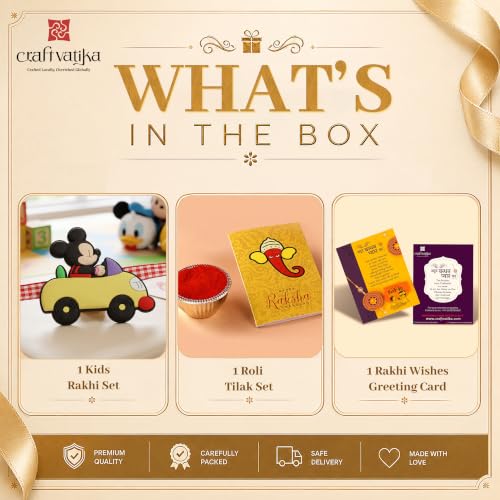 Image of CraftVatika Rakhi for Kids Brother Sister, Kids Silicone Car Rakhi Set of 1 for Brother Boys Girls Baby, Designer Cute Mouse on Car Rakhis for Rakshabandhan Children Toddlers, Best Wishes Card & Tilak