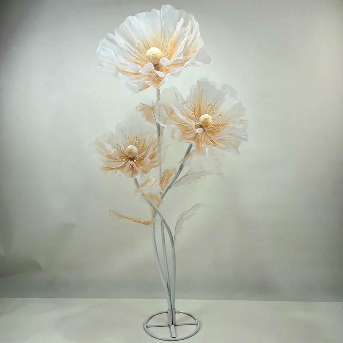3 große künstliche Blumen, Hochzeitsdekoration, Requisite, Straßenblumen, Fensterdekoration, Gartenparty, Heimdekoration, Mariage-Stil, B-Orange, 3 Stück pro Set