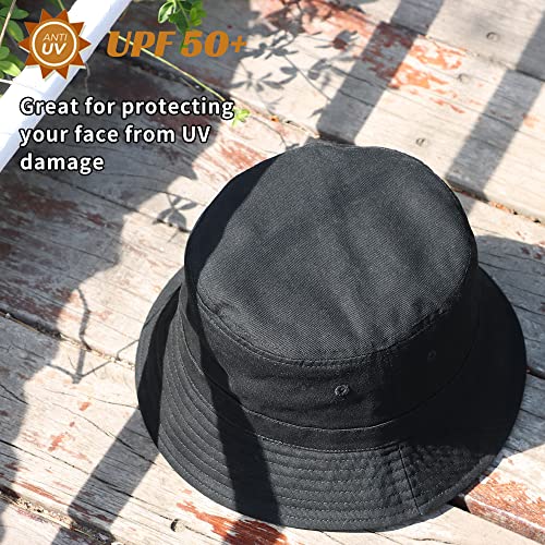 Kdwave Double-Sided Black Reversible Bucket Hat For Women Men Soft Cotton Upf 50+ Uv Protection Travel Hiking Beach Hat #TOP5