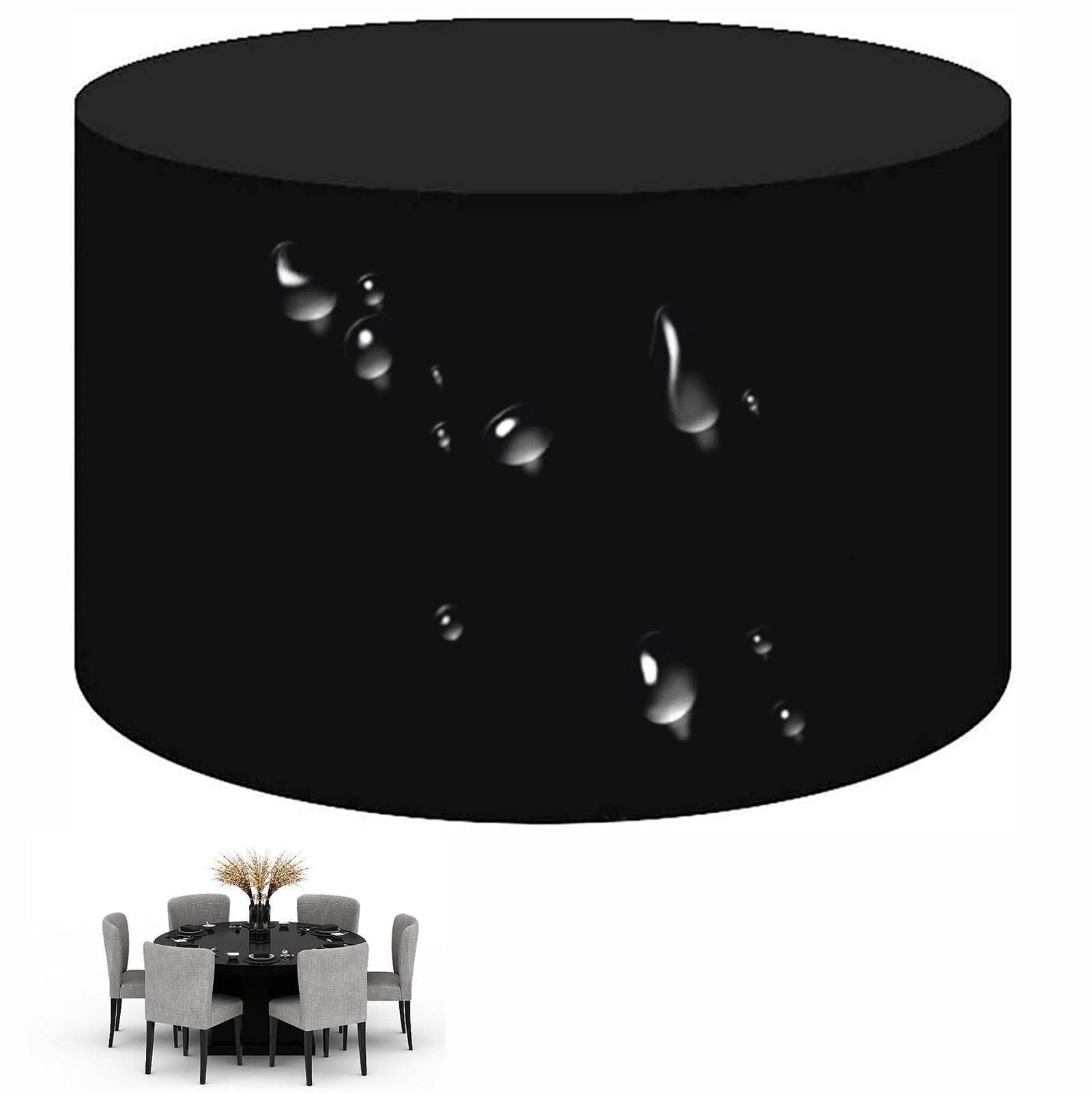 Copri Tavolo Da Giardino Rotondo Impermeabile - 128x71 Cm, Tessuto Oxford 420D, Anti Vento E UV, Per Esterno