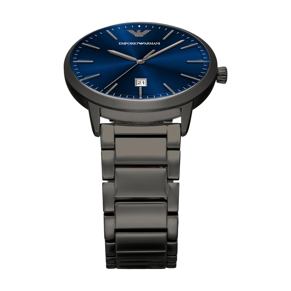 Emporio Armani Herrenuhr mit drei Zeigern, Edelstahl, Gehäusegröße 43 mm