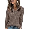 SAMPEEL V Neck Long Sleeve Shirts for Women Casual Fall Tops Lightweight Tunic Sweaters Fashion Clothes 2024