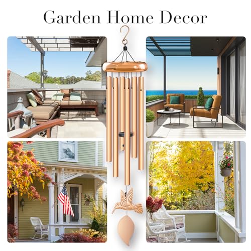 Image of Wind Chimes for Outside, Hummingbird Memorial Wind Chimes Gifts, Windchimes Outdoors, Unique Sympathy Wind Chimes Gifts for Loved one Mom Dad, Home Garden Decor.