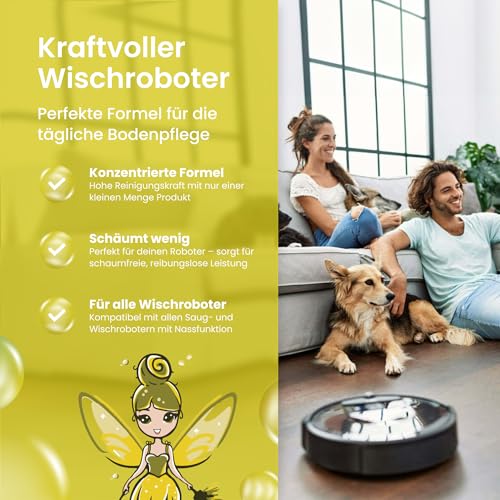 Mrs. SHINY - Wischroboter Reinigungsmittel mit Frischeduft - streifenfreie Sauberkeit & schnelles Trocknen - Bodenreiniger Wischroboter - Kompatibel mit allen Saugwischern - 750ml (Zitrone) 4