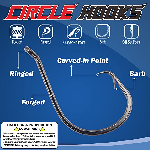 Image of Circle-Hooks-Fishing-Equipment-Octopus-Hooks-Saltwater-50 Pack #1 -12 /0