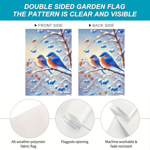 Image of BlissYard Snowy Bluebird Bird Winter Garden Flag 12x18 Inch Polyester