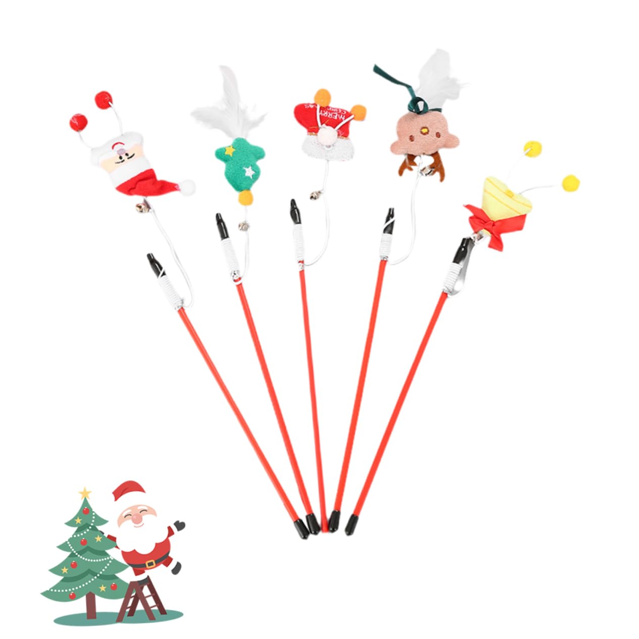 Yardwe 3sets Lustige Necken Sticks Für Katzen Weihnachten Katze Interaktive Spielzeug Teaser Spielzeug Pet Supplies 5 Stücke * 3