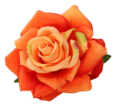Love Sweety Women Party Big Rose Flower Hairpin Hair Clips Flower Brooch (Orange)