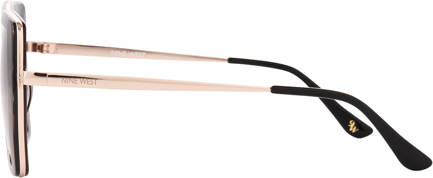 Nine West Women's Harper Geo Sunglasses, Black Tortoise, 51 mm
