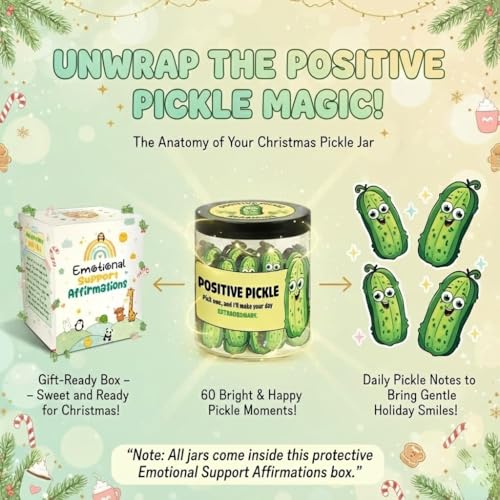 DEARMINE 60 Positive Pickle Cards Jar, Stocking Stuffers, Xmas Christmas White Elephant Gifts for Teenage, Women, Adults, Mom, Teachers, Sisters, Friends, Teen Girl Gifts Trendy Stuff - Image 5