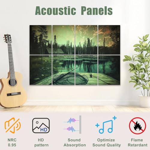 Paneles acústicos decorativos autoadhesivos 8 unidades 48"x32" absorbentes de sonido de fibra de poliéster para estudio y oficina miniatura 3